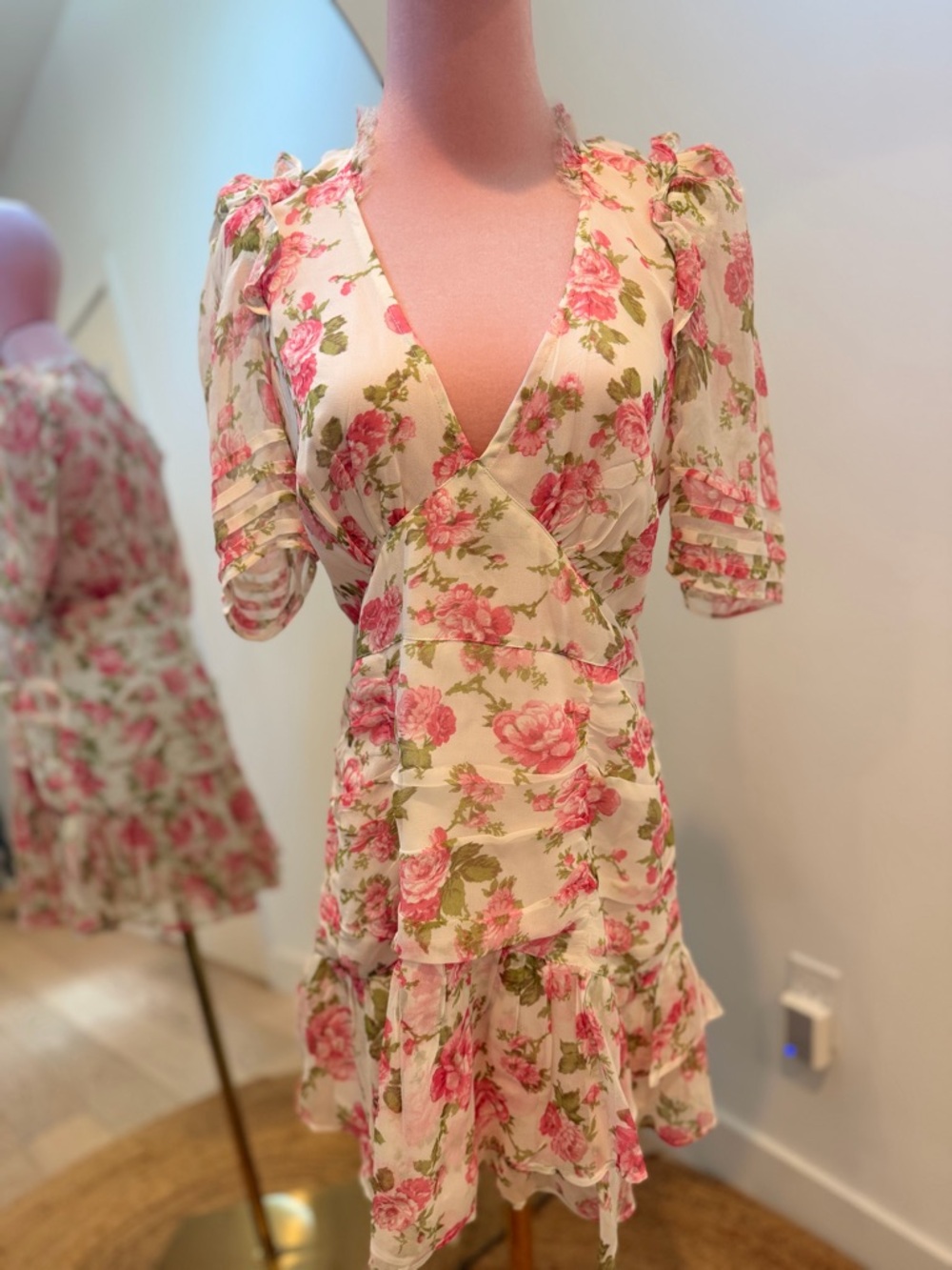 NWOT LoveShackFancy Silk Arlo Mini Dress in Blushing Rose